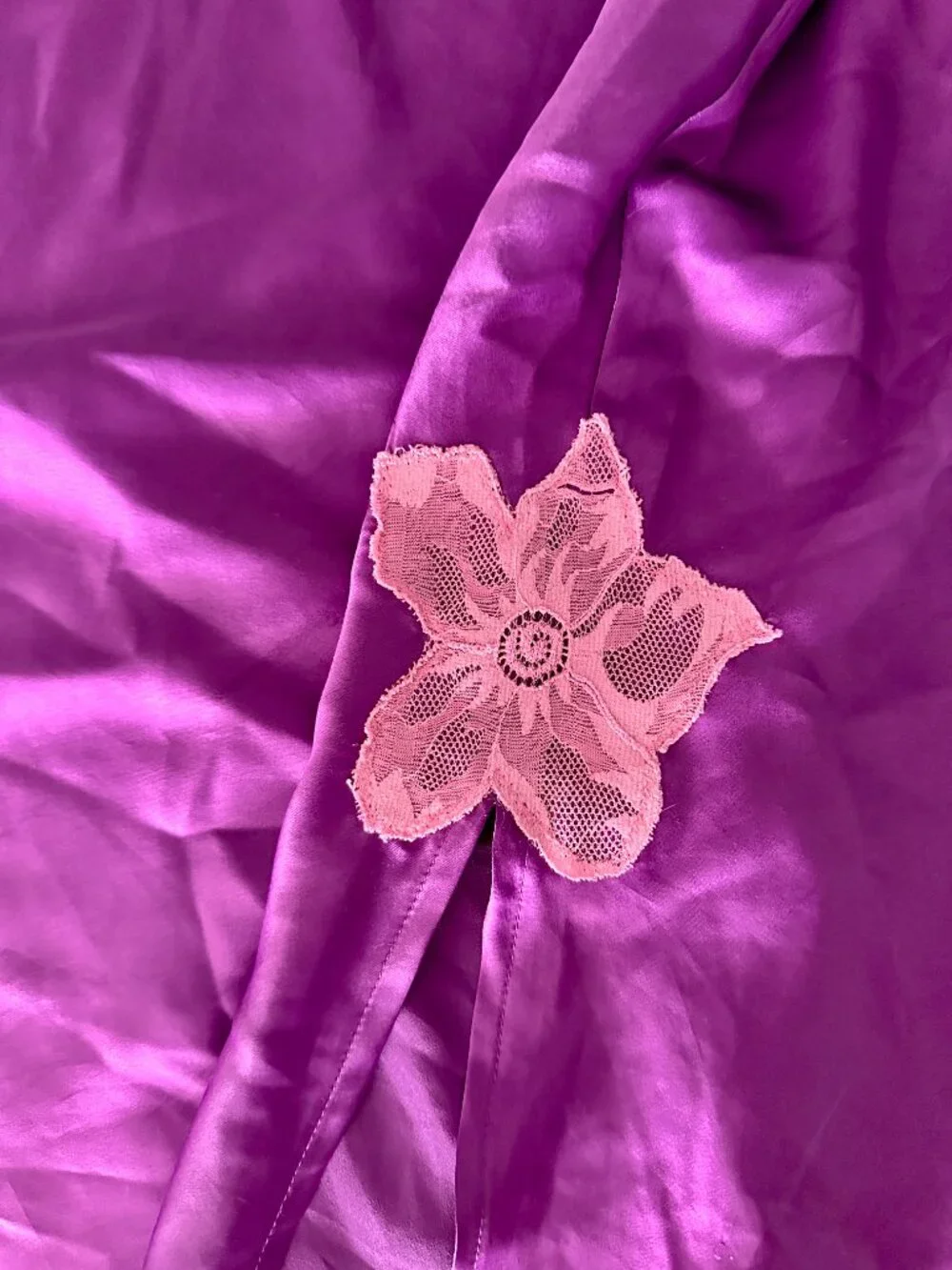 💜 La Senza Vintage Fairycore Purple & Pink Satin Lace Midi Slip Dress Medium - Picture 2 of 2